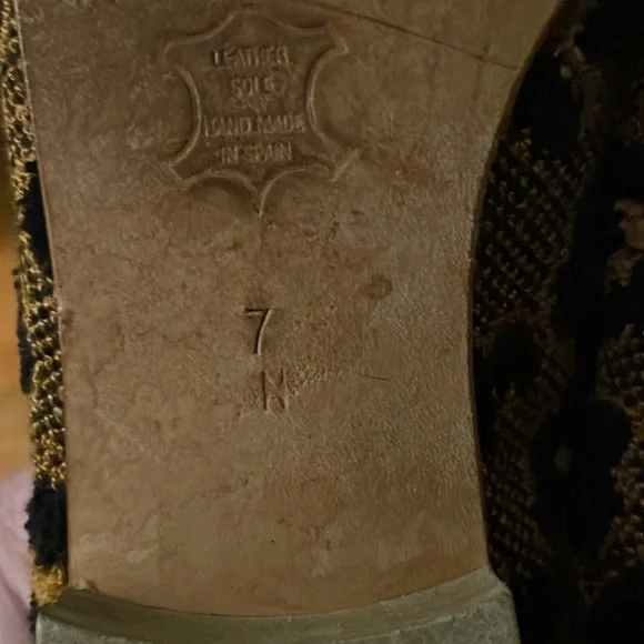 Zalo Animal Print Cloth Shoes Flats Black and Gold Women's Size 7N - Picture 8 of 8